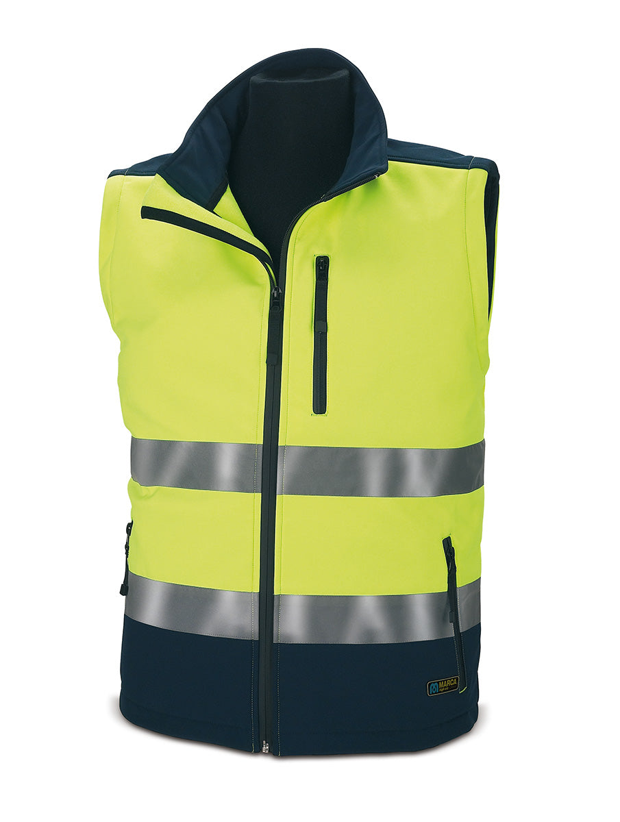 288CSFYAYFA Cazadora SOFTSHELL Alta Visibilidad amarillo/Azul Marino