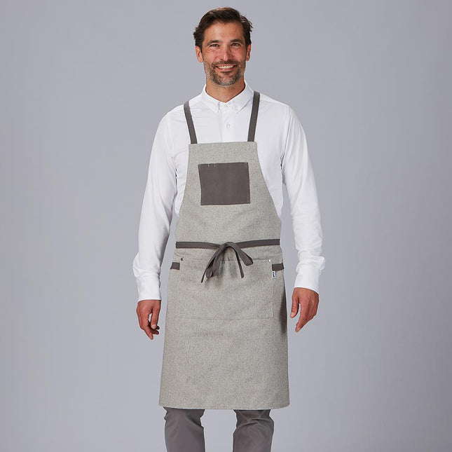 DELANTAL PETO BOLSILLO Y CINTAS COMBINADAS 88X74 CM