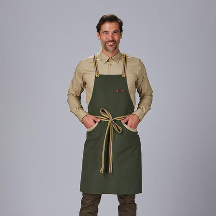 DELANTAL PETO BICOLOR CINTA RAYAS 86X74 CM