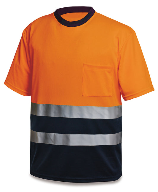 1288TSAVMCNFA Camiseta Alta Visibilidad poliéster naranja/azul marino