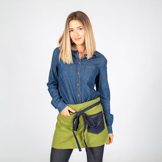 DELANTAL CORTO LAVADO SARGA COMBI TEJANO AÑIL 40X69 CM "RED LINE"