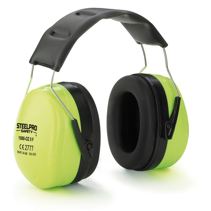Orejera STEELPRO® serie ZEN Fluor para protección auditiva con alta atenuación.