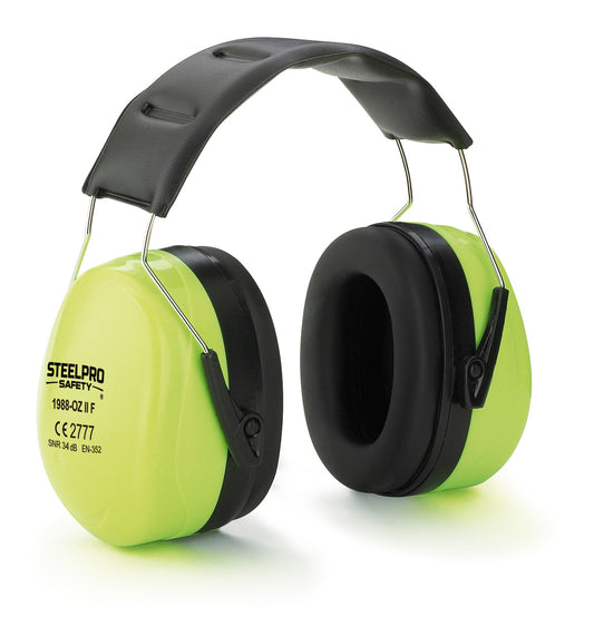 Orejera STEELPRO® serie ZEN Fluor para protección auditiva con alta atenuación.