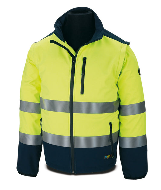 288CSFYAYFA  Cazadora SOFTSHELL Alta Visibilidad amarillo/Azul Marino