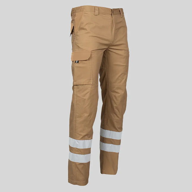 Pantalon Unisex Multibolsillos Elastico Arce 2 Bandas Reflectantes, color Beige — Gary