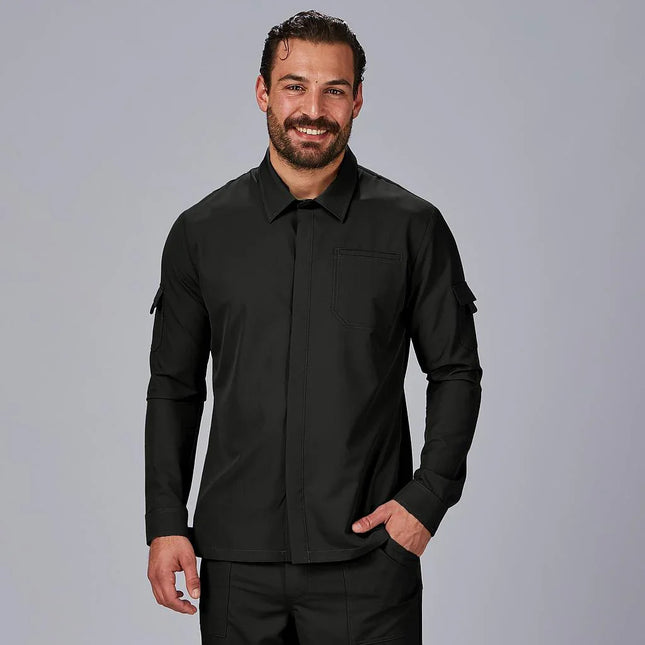 Chaqueta chef canale cuello camisero, color Negro — Gary