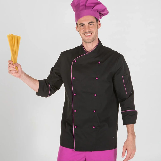 CHAQUETA COCINA UNISEX NEGRA M/L BOLS. MANGA