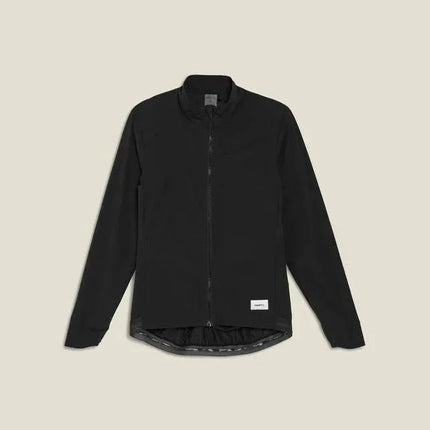 Black zip-up work jacket for industrial and construction use, featuring high visibility design