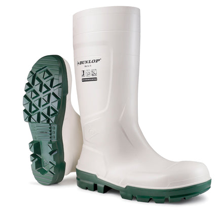 Bota de agua blanca de seguridad PVC caña alta.
