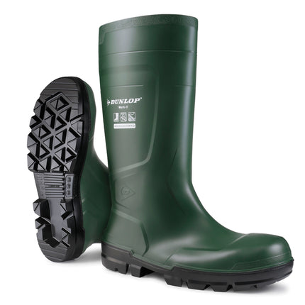 Bota de agua verde de seguridad PVC caña alta.