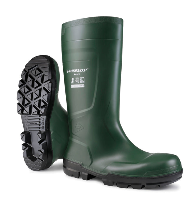 Bota de agua verde de seguridad PVC caña alta.