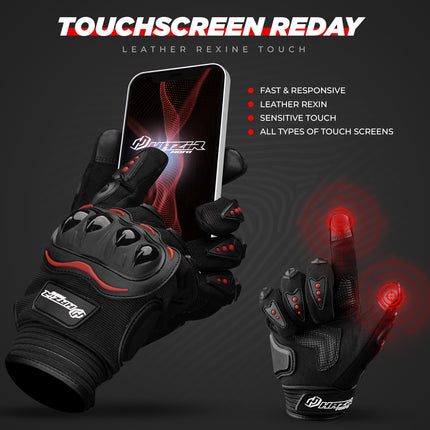 Guantes de Moto Rojo Unisex
